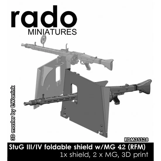 Rado Miniatures 35S28 1/35 StuG III/IV Foldable Shield with MG 42 for Rye Field Model - Military Vehicles & Tanks