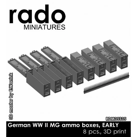 Rado Miniatures 35S35 1/35 WWII German MG Ammo Boxes Early (8pcs) - Military Vehicles & Tanks