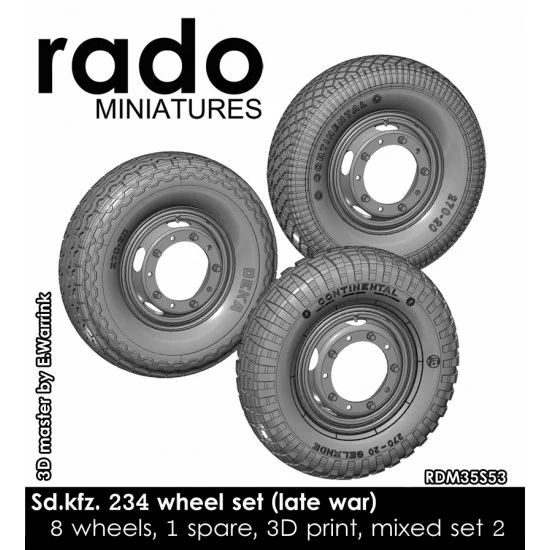 Rado Miniatures 35S53 1/35 Sdkfz.234 Late War Wheels, Mixed Type - Military Vehicles & Tanks