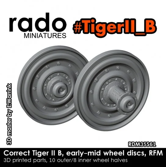 Rado Miniatures 35S61 1/35 Tiger II B Correct Wheel Discs (early-mid) for Rye Field Model