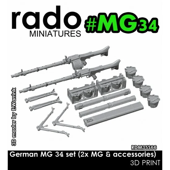 Rado Miniatures 35S66 1/35 German MG34 set (drum magazine holders, barrel cases etc.) - Military Vehicles & Tanks