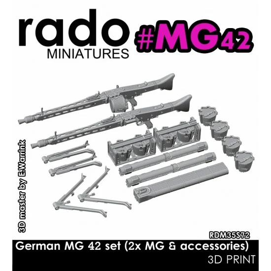 Rado Miniatures 35S72 1/35 German MG42 set (drum magazine brackets, barrel cases etc.) - Military Vehicles & Tanks