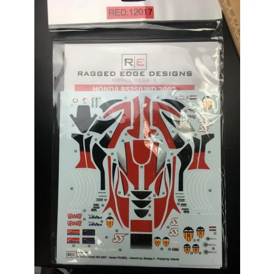 Ragged Edge Designs 12017 1/12 Honda RS250 WD 2007 Hector FAUBEL Decal for Hasegawa HSGS #1501 kit - Model Motorcycles