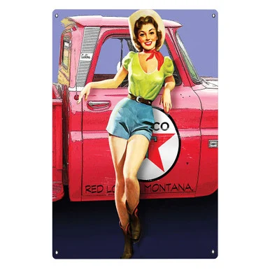 Texaco Pin Up Metal Sign RVG1046 - Reedyville Goods