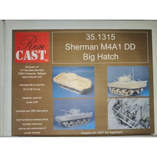 Resicast 351315 1/35 M4A1 DD Big Hatch Sherman with Lowered Screen (full resin kit) - Military Vehicles & Tanks