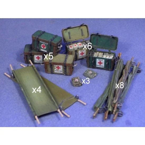 Resicast 352338 1/35 UK Medical Supplies (incl. Stretchers, Panniers, Decals, etc.) - Scenics & Diorama