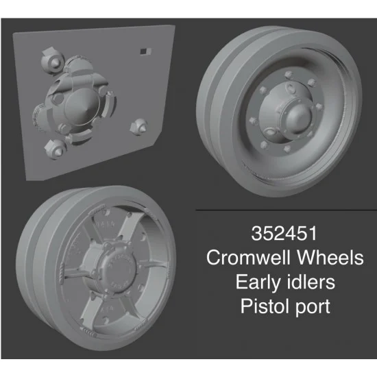 Resicast 352451 1/35 Cromwell Tank Wheels Early Idler & Pistol Port (ribed idler wheel) - Military Vehicles & Tanks