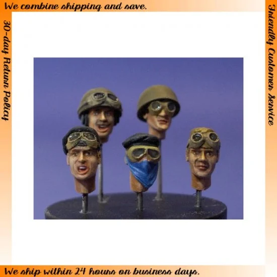 Resicast 355588 1/35 UK Tanker Heads No.2 (5 Different Heads) - Model Figures