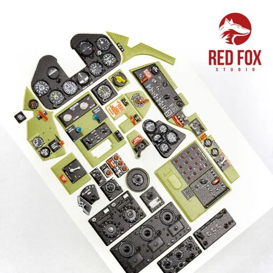 Red Fox Studio 24002 1/24 Grumman F6F-5 Hellcat Instrument Panels & Detail Parts for Airfix kit