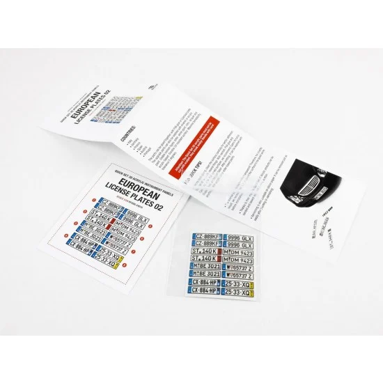 Red Fox Studio 24015 1/24 Quick Set 3D Acrylic Instrument Panel - European License Plates Vol.02