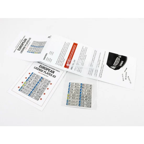Red Fox Studio 24016 1/24 Quick Set 3D Acrylic Instrument Panel - European License Plates Vol.03