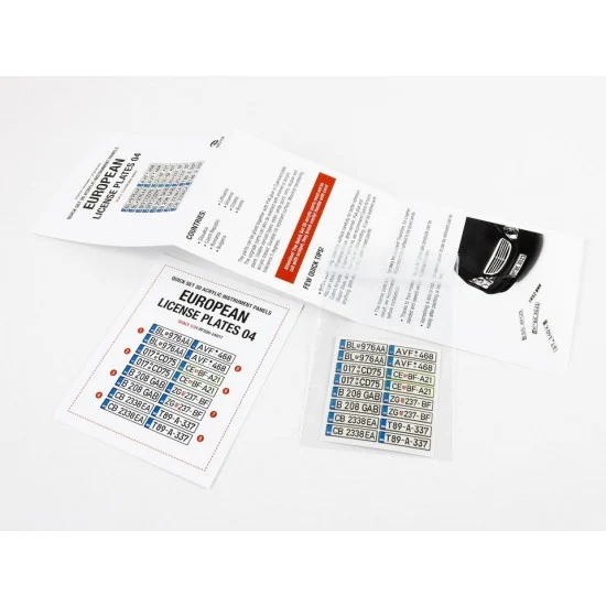 Red Fox Studio 24017 1/24 Quick Set 3D Acrylic Instrument Panel - European License Plates Vol.04
