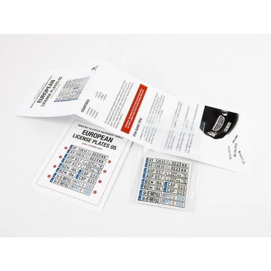 Red Fox Studio 24018 1/24 Quick Set 3D Acrylic Instrument Panel - European License Plates Vol.05