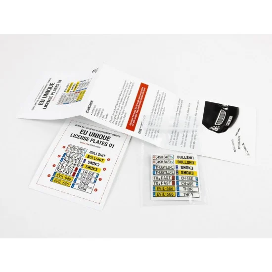 Red Fox Studio 24019 1/24 Quick Set 3D Acrylic Instrument Panel - Unique License Plates Vol.01
