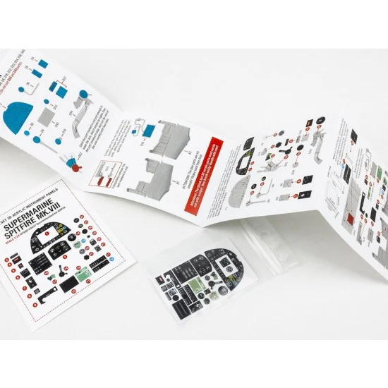Red Fox Studio 24027 1/24 Supermarine Spitfire Mk.VIII Cockpit Instrument Panels n Detail Parts for Airfix - Model Planes