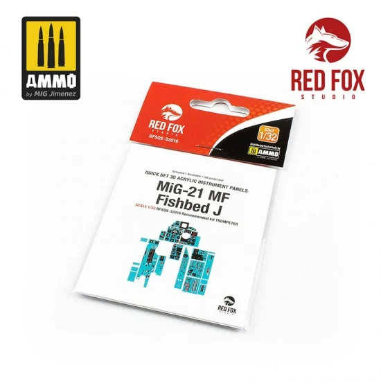 Red Fox Studio 32016 1/32 MiG-21MF Fishbed-J Cockpit Instrument Panels & Detail Parts for Trumpeter