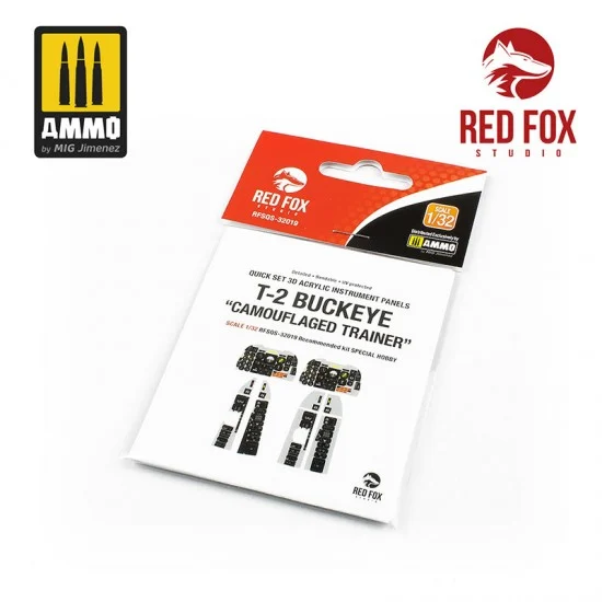 Red Fox Studio 32019 1/32 T-2 Buckeye Camouflaged Cockpit Instrument Panels & Detail Parts for Special Hobby