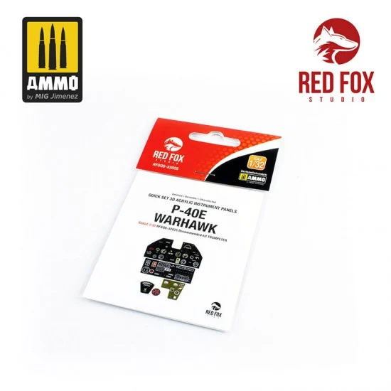 Red Fox Studio 32025 1/32 P-40E Warhawk Cockpit Instrument Panels & Detail Parts for Trumpeter