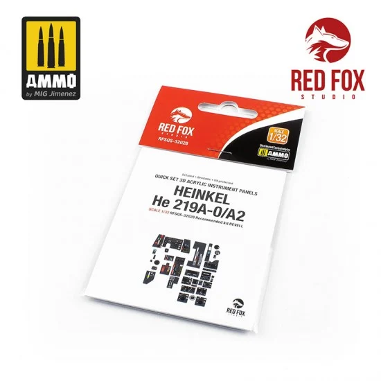 Red Fox Studio 32028 1/32 Heinkel He 219A-0/A2 Cockpit Instrument Panels & Detail Parts for Revell