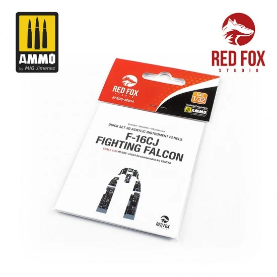 Red Fox Studio 32034 1/32 F-16CJ Fighting Falcon Cockpit Instrument Panels & Detail Parts for Tamiya