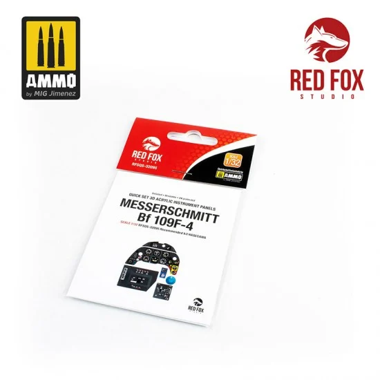 Red Fox Studio 32095 1/32 Messerschmitt Bf 109F-4 Cockpit Instrument Panels & Detail Parts for Hasegawa