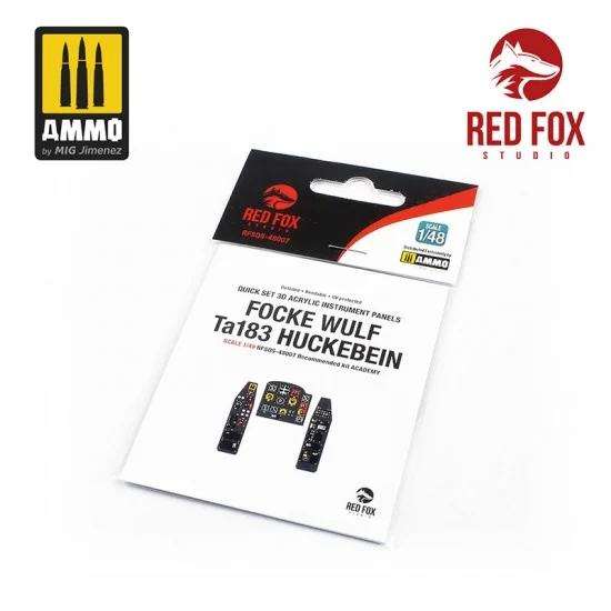 Red Fox Studio 48007 1/48 Focke-Wulf Ta 183 Huckebein Cockpit Instrument Panels & Detail Parts for Academy