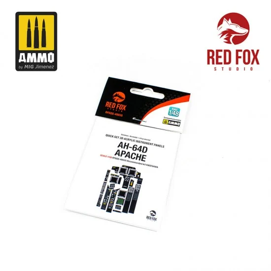 Red Fox Studio 48035 1/48 AH-64D Apache Longbow Cockpit Instrument Panels & Detail Parts for Hasegawa