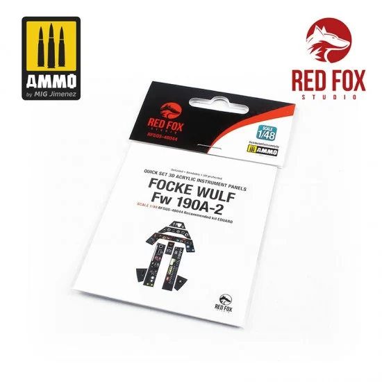 Red Fox Studio 48044 1/48 Focke Wulf Fw 190A-2 Cockpit Instrument Panels & Detail Parts for Eduard