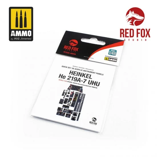 Red Fox Studio 48094 1/48 HE 219A-7 Uhu Cockpit Instrument Panels & Detail Parts for Tamiya