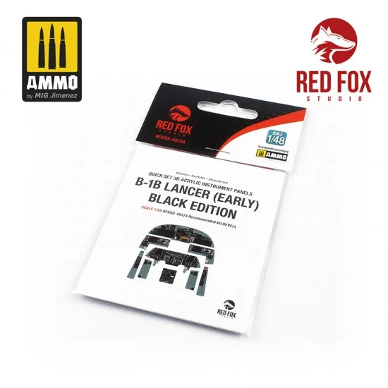 Red Fox Studio 48124 1/48 Rockwell B-1B Lancer Early BE Cockpit Instrument Panels & Detail Parts for Revell