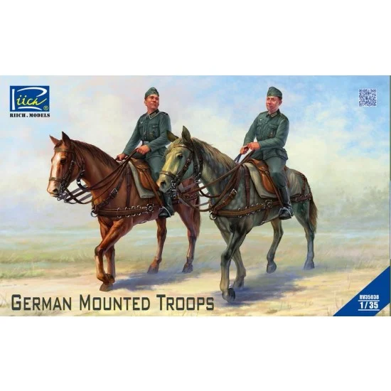 Riich RV35038 1/35 German Mounted Troops (2 Soldier Figures + 2 Horses) - Model Figures
