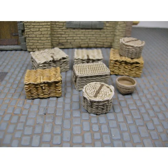 Reality In Scale 35185 1/35 Wicker Basket Set (8 resin parts) - Scenics & Diorama