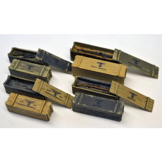 Reality In Scale 35193 1/35 WWII German Weapon Boxes (12 resin parts & decals) - Scenics & Diorama