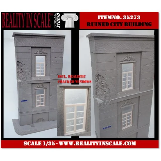 Reality In Scale 35273 1/35 Ruined City Building w/Cracked Windows - Scenics & Diorama