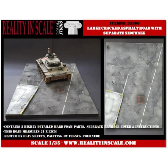 Reality In Scale 35306 1/35 Cracked Asphalt Road (21 x 32 x 0.8cm) - Scenics & Diorama