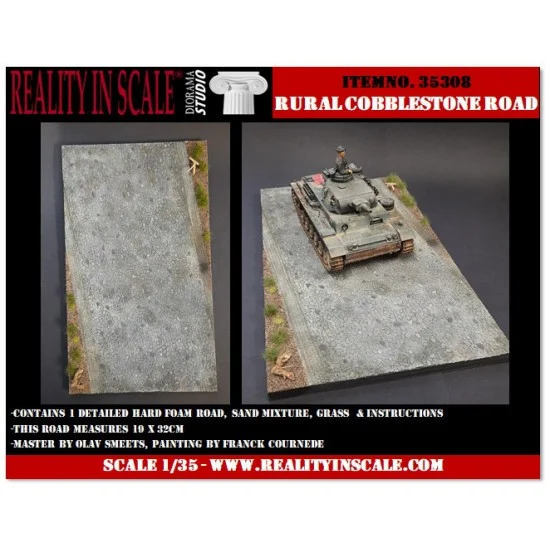 Reality In Scale 35308 1/35 Rural Cobblestone Road (19 x 32 x 0.8cm) - Scenics & Diorama