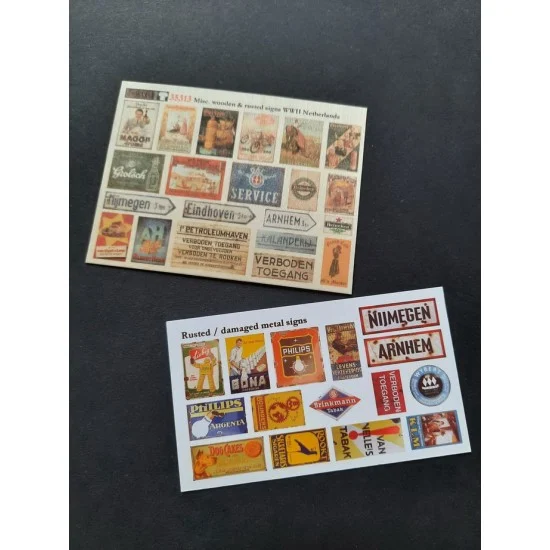 Reality In Scale 35313 1/35 WWII Misc. Wooden & Rusted Signs, The Netherlands - Scenics & Diorama