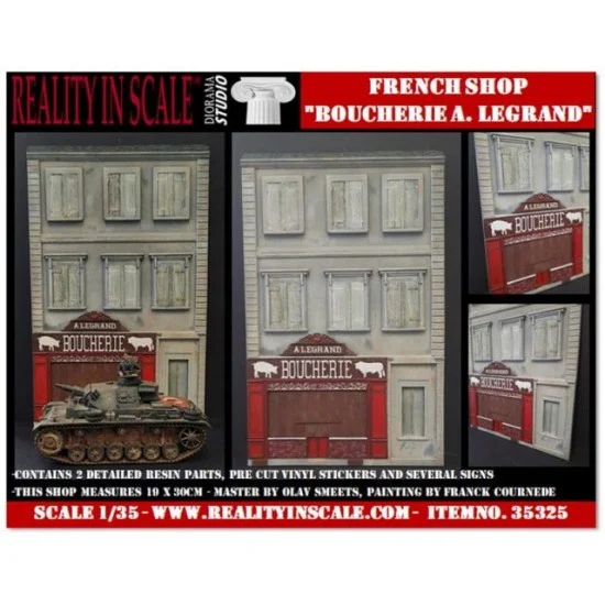 Reality In Scale 35325 1/35 French Shop "Boucherie A. Legrand" (measures 19x30cm) - Scenics & Diorama