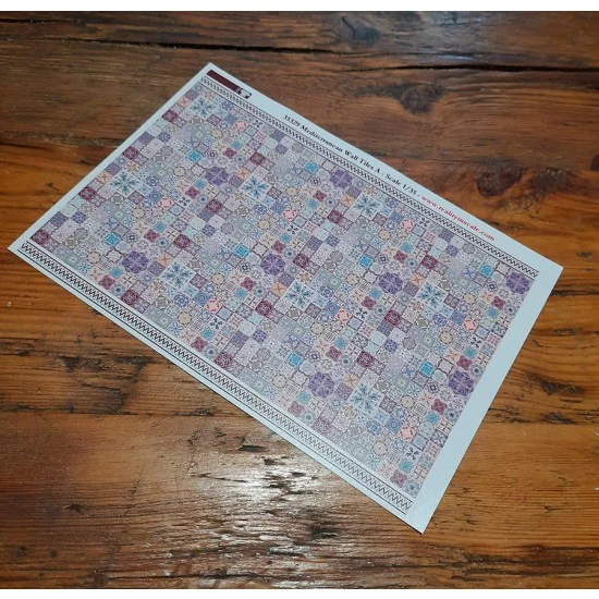 Reality In Scale 35329 1/35 Mediterranean Wall Tiles A - A5 sheet 15 x 20cm