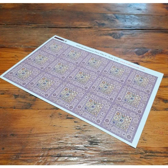 Reality In Scale 35338 1/35 Mediterranean Floor Tiles E - A5 sheet 15 x 20cm