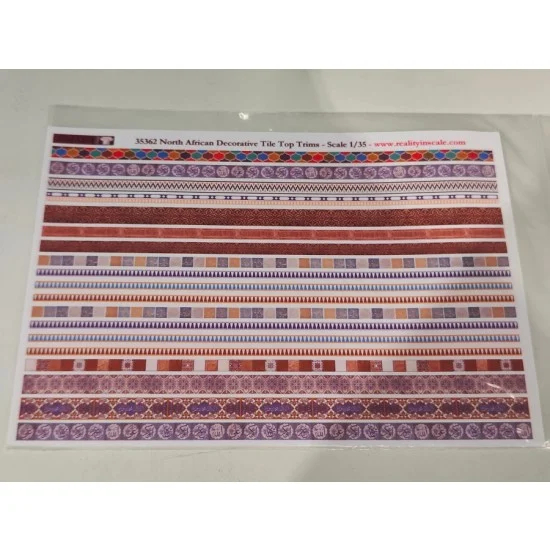 Reality In Scale 35362 1/35 Arab /North African Decorative Tile Trims - A5 sheet 15 x 20cm