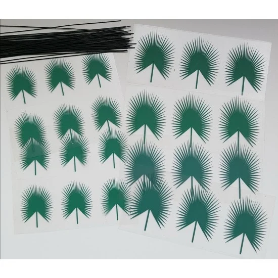 Reality In Scale PLM19 Palm Leaves Type 3 - 4.5cm & 5.5cm (24pcs in 2 different Sizes w/straight wire)