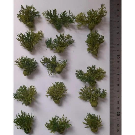 Reality In Scale PP006 1/35 - 1/16 Plastic Plants - Wild Bushes Medium/Dark Green (15pcs)