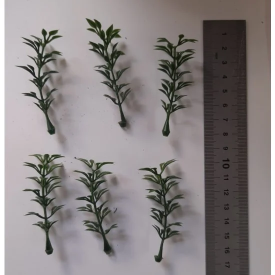 Reality In Scale PP014 1/35 - 1/16 Plastic Plants - Tall Bushes Dark Spring Green (6pcs)