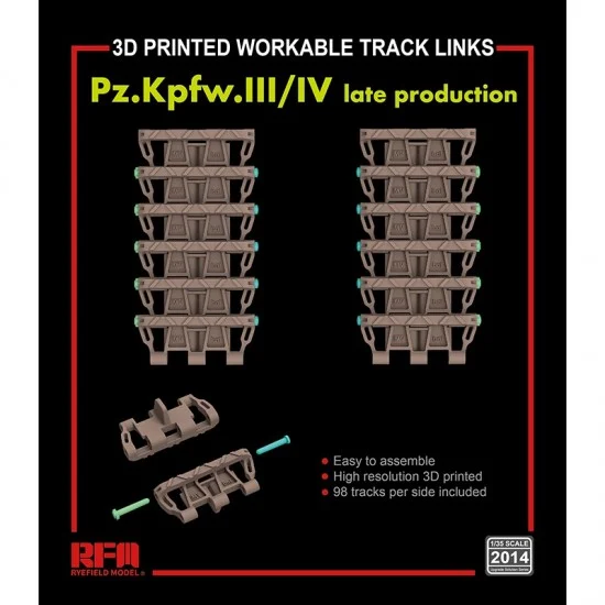 Rye Field Model 2014 1/35 Workable Track Links for PzKpfw. III /IV Late - Military Vehicles & Tanks