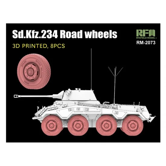 Rye Field Model 2073 1/35 SdKfz.234 3D Printed Road Wheels (8pcs) - Military Vehicles & Tanks