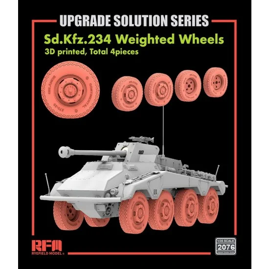 Rye Field Model 2076 1/35 SdKfz.234 Weighted Wheels (4pcs) Vol.1 for Rye Field Model - Military Vehicles & Tanks