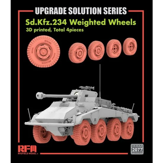 Rye Field Model 2077 1/35 SdKfz.234 Weighted Wheels (4pcs) Vol.2 for Rye Field Model - Military Vehicles & Tanks