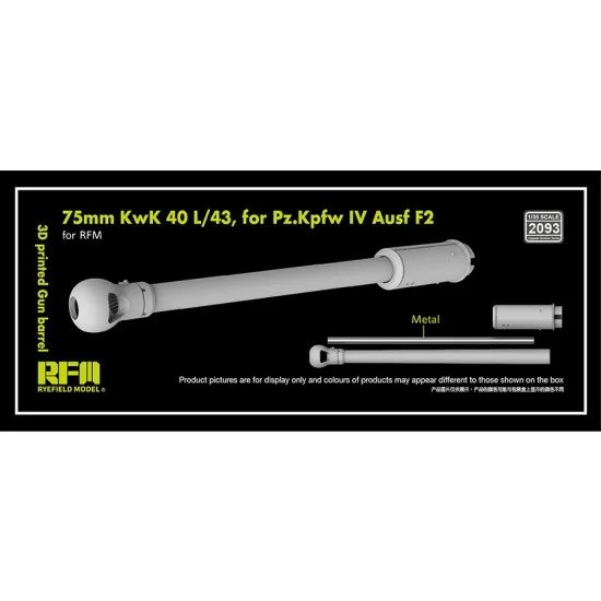Rye Field Model 2093 1/35 PzKpfw IV Ausf F2 Gun Barrel 75mm KwK 40 L/43 for RFM/Border/Takom kit - Military Vehicles & Tanks