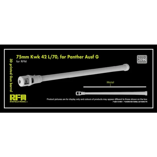 Rye Field Model 2096 1/35 Panther Ausf G Gun Barrel 75mm Kwk 42 L/70 for Rye Field Model - Military Vehicles & Tanks